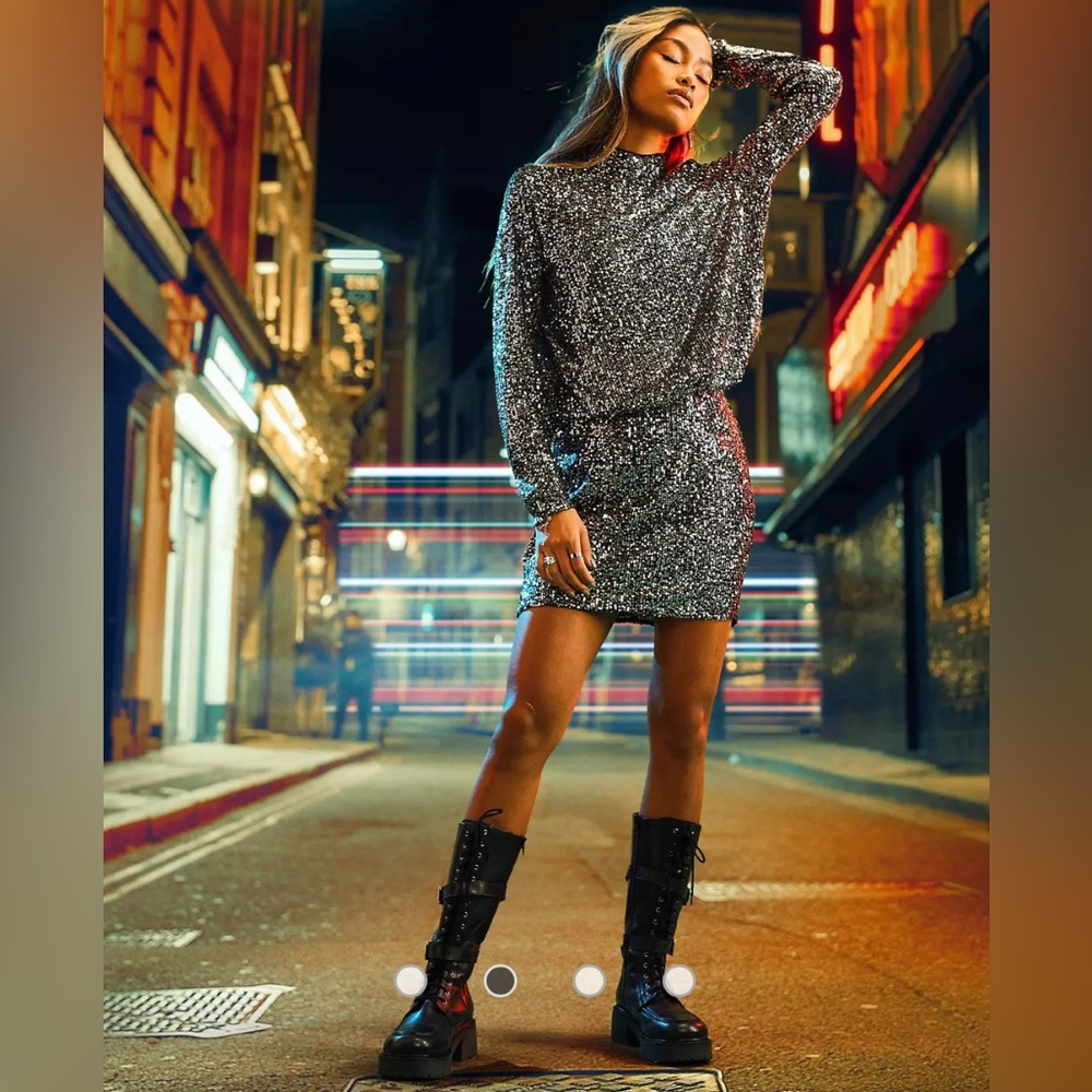 ASOS sequined high neck mini dress
